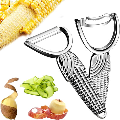 2 Packs Corn Vegetable Peelers for Kitchen,Durable Non-slip Handle Corn Cob Stripper Tool,Dishwasher Safe Kitchen Gadgets,Stainless Steel Sharp Peelers for Veggie,Fruit,Potato,Julienne,Carrot, Apple