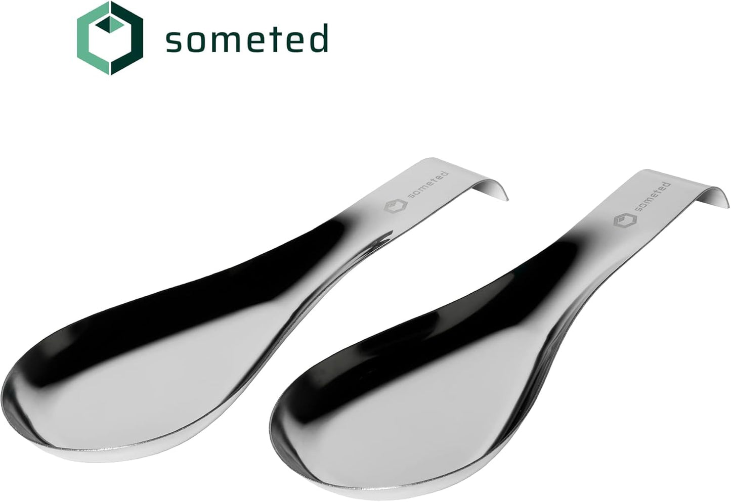 Stainless Steel Spoon Rest-Spatula Ladle Holder Set of 2 Stainless Steel Utensil Spoon Rest Holder Brushed Finish Dishwasher Safe Serving Cooking Modern Stylish Silver