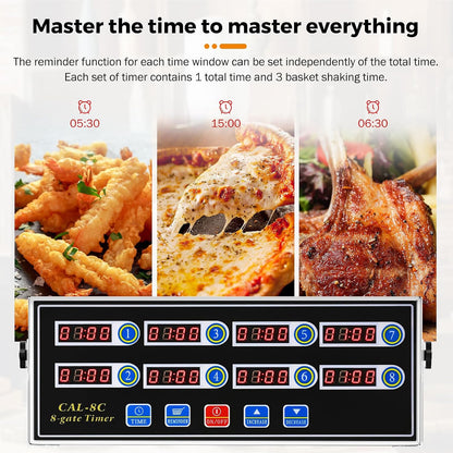 8-Channel Digital Kitchen Timer, Commercial Timer for Restaurant