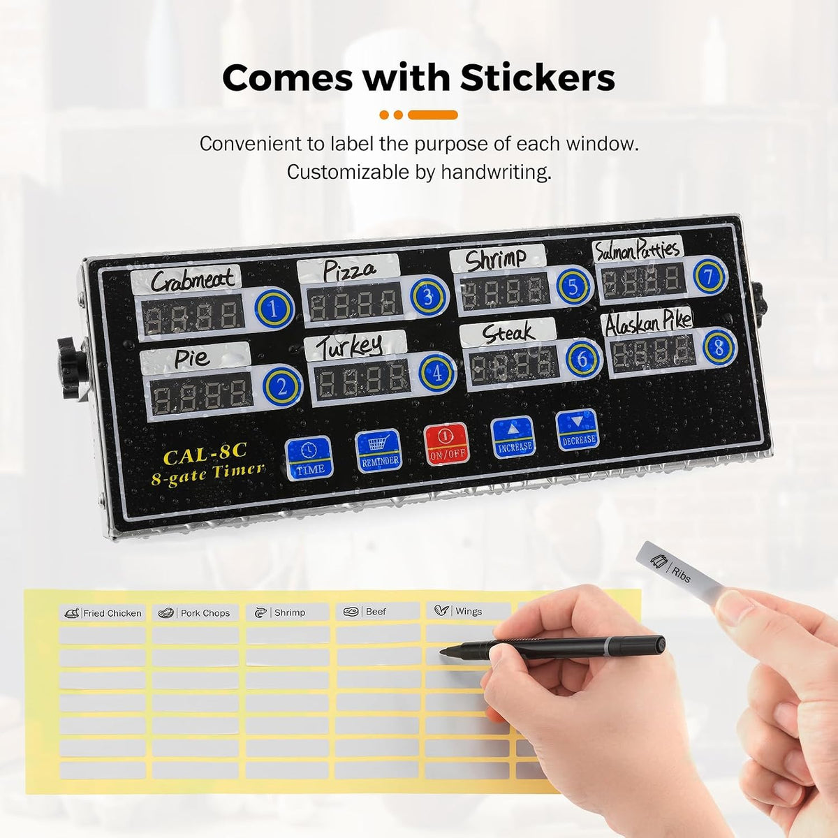 8-Channel Digital Kitchen Timer, Commercial Timer for Restaurant