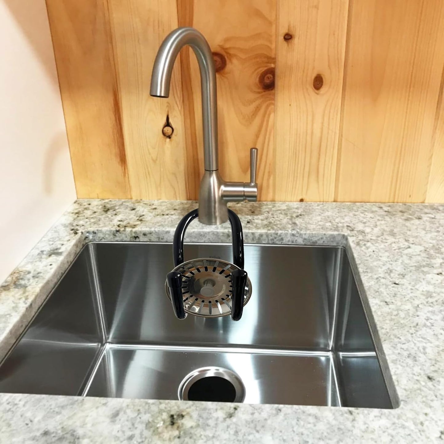 Sling Flexible Sink Caddy, Sink Sponge Holder Organizer, Non-Slip – Holds Sponge, Scrubbing Brush or Dishrag, Not hiding dirt, easy to clean - Black