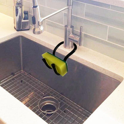 Sling Flexible Sink Caddy, Sink Sponge Holder Organizer, Non-Slip – Holds Sponge, Scrubbing Brush or Dishrag, Not hiding dirt, easy to clean - Black