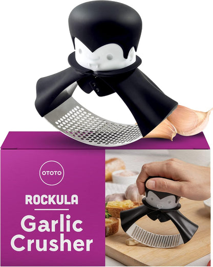 Rockula Garlic Press Rocker - Garlic Masher, Garlic Rocker, Rocking Garlic Press Stainless Steel - Garlic Smasher Spooky Gifts - Easy to Clean