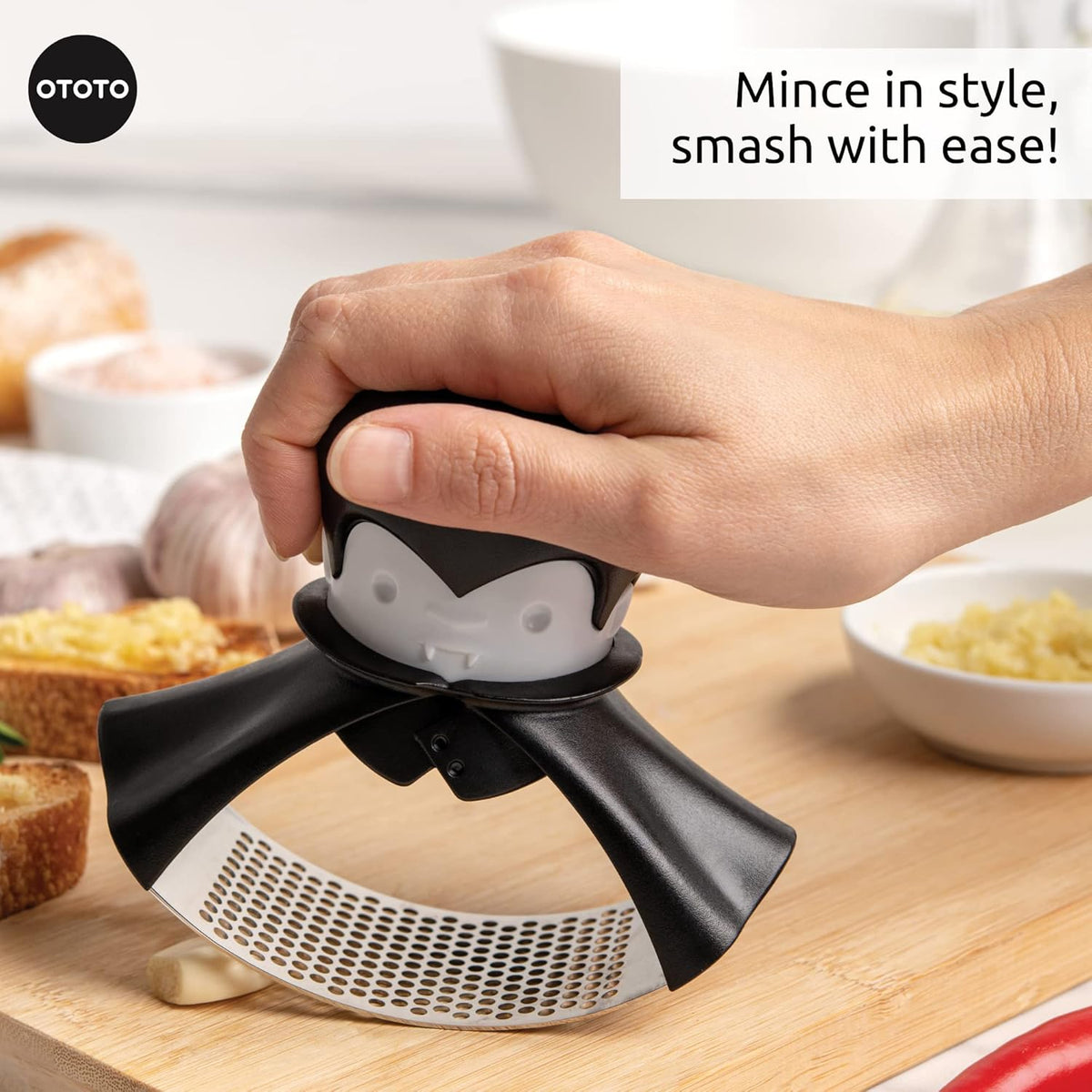 Rockula Garlic Press Rocker - Garlic Masher, Garlic Rocker, Rocking Garlic Press Stainless Steel - Garlic Smasher Spooky Gifts - Easy to Clean