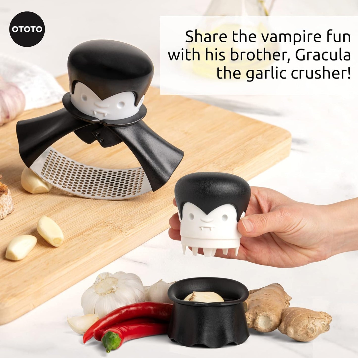 Rockula Garlic Press Rocker - Garlic Masher, Garlic Rocker, Rocking Garlic Press Stainless Steel - Garlic Smasher Spooky Gifts - Easy to Clean