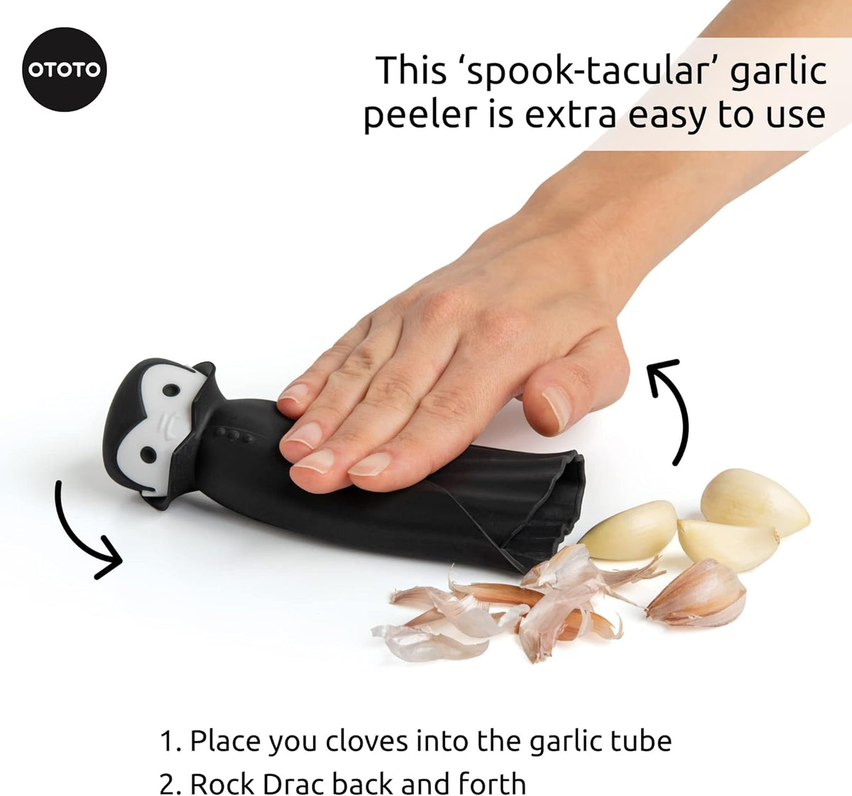 Rockula Garlic Press Rocker - Garlic Masher, Garlic Rocker, Rocking Garlic Press Stainless Steel - Garlic Smasher Spooky Gifts - Easy to Clean