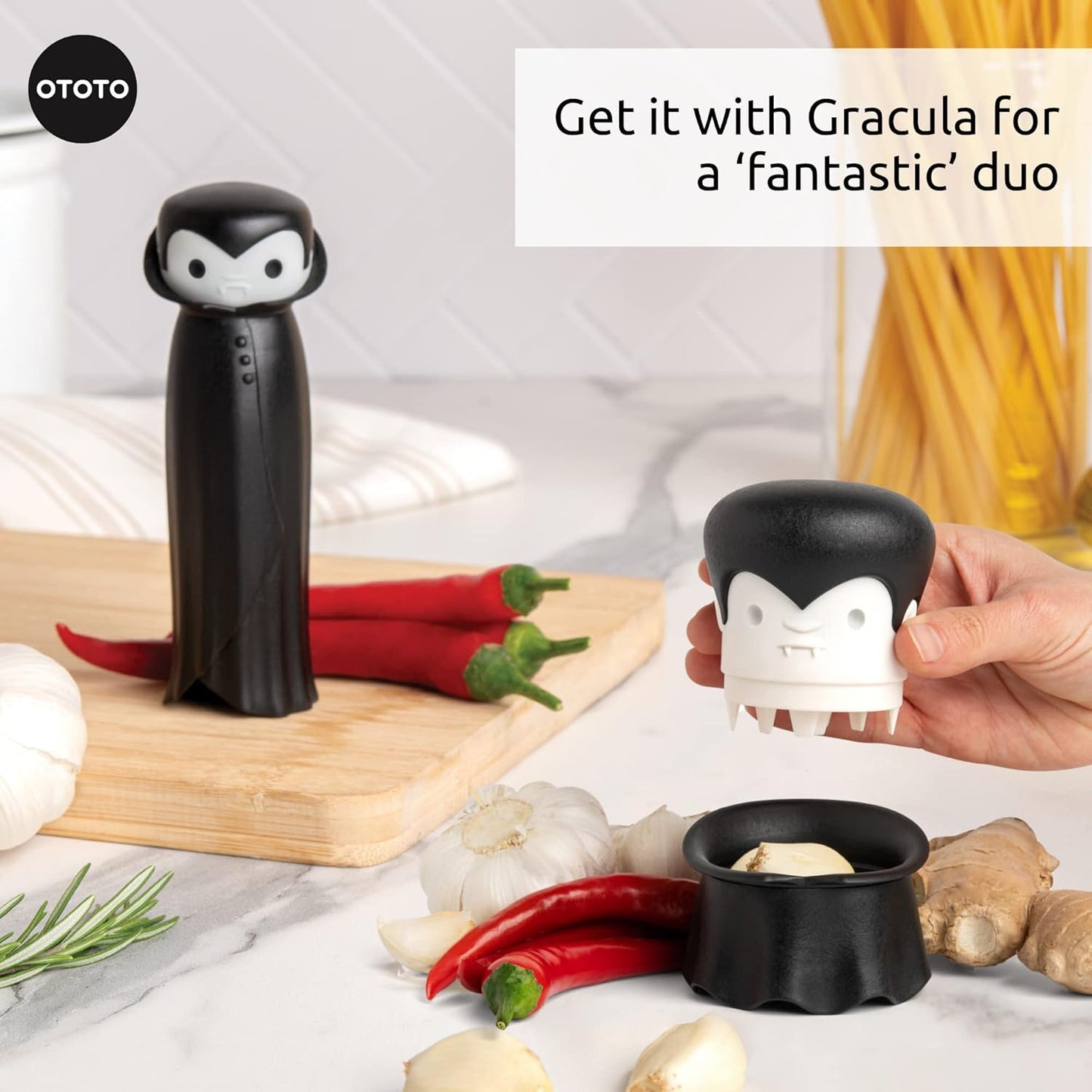 Rockula Garlic Press Rocker - Garlic Masher, Garlic Rocker, Rocking Garlic Press Stainless Steel - Garlic Smasher Spooky Gifts - Easy to Clean