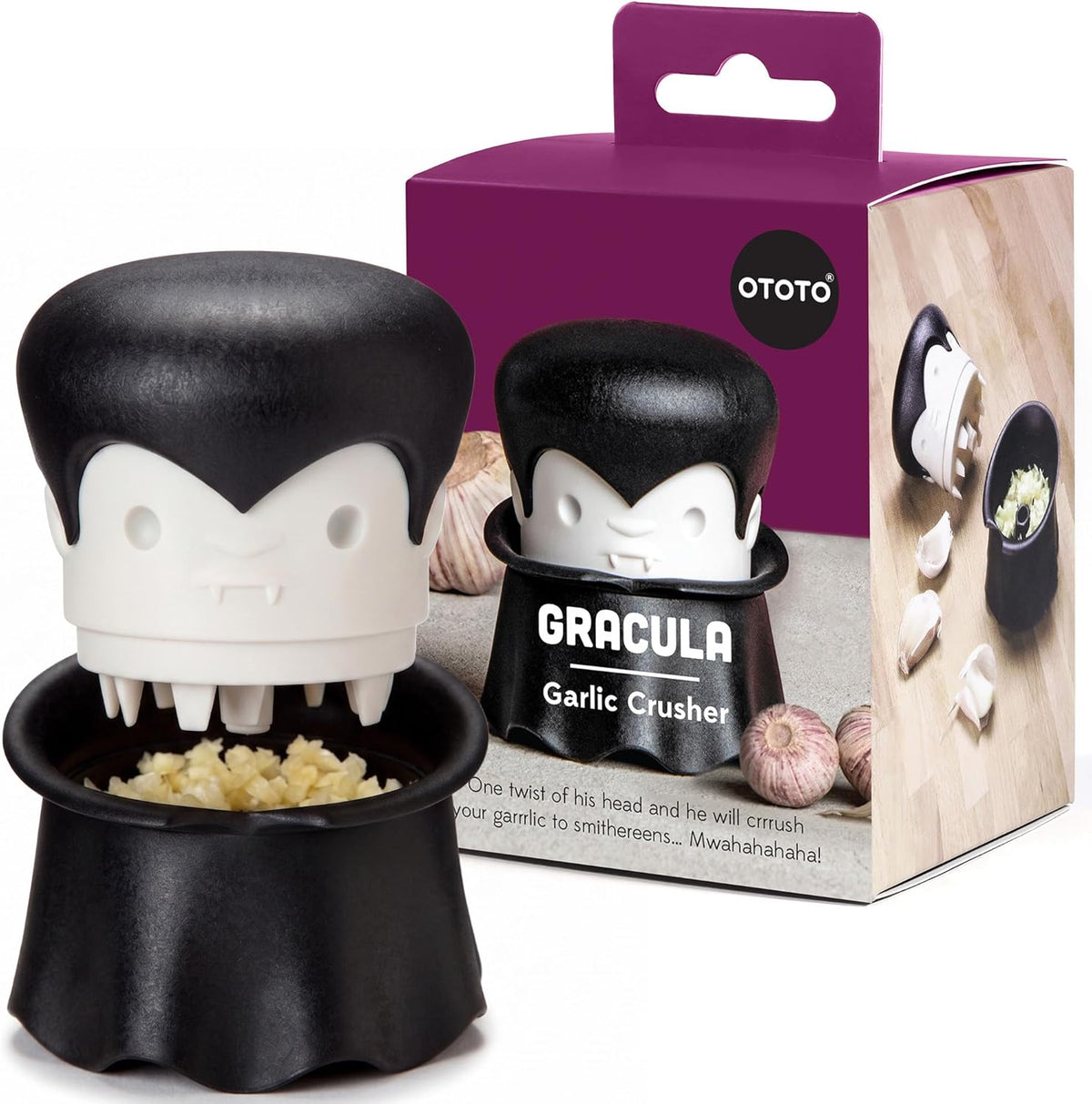 Rockula Garlic Press Rocker - Garlic Masher, Garlic Rocker, Rocking Garlic Press Stainless Steel - Garlic Smasher Spooky Gifts - Easy to Clean