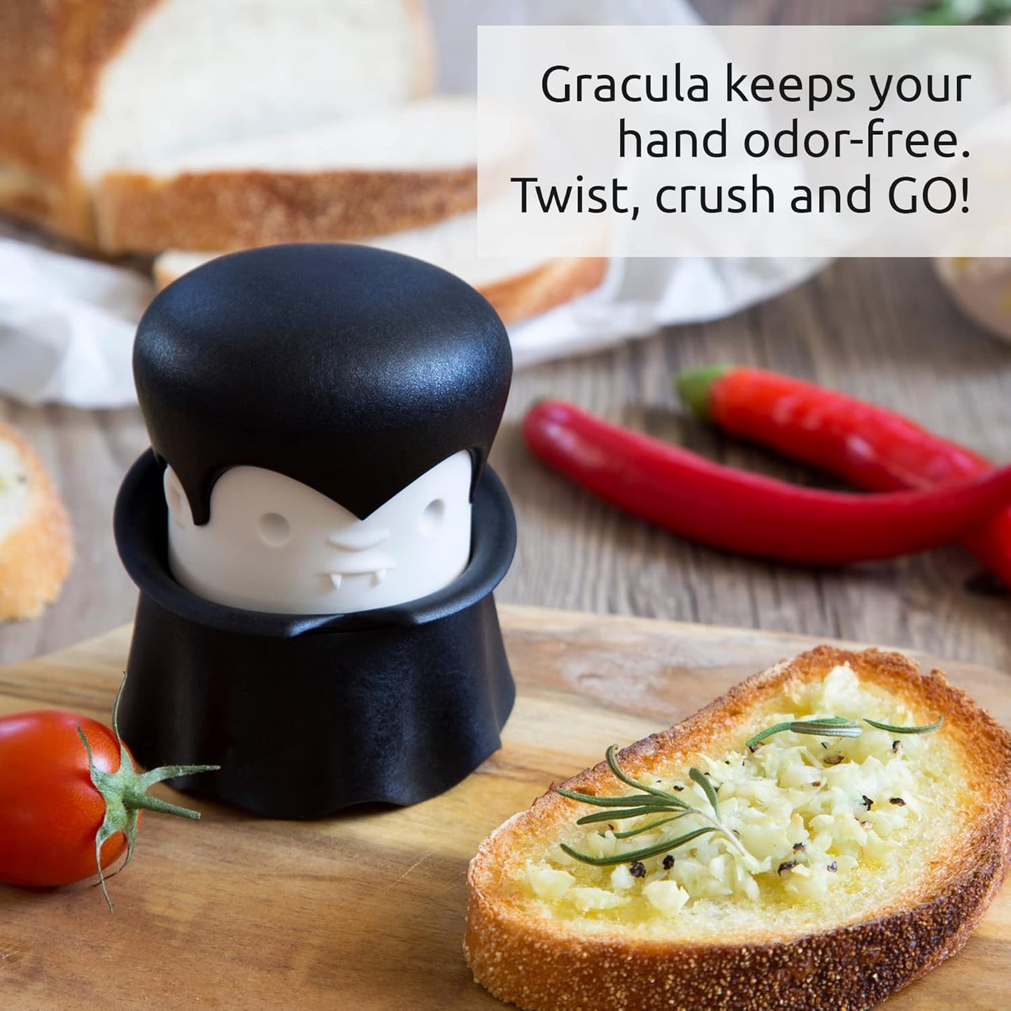 Rockula Garlic Press Rocker - Garlic Masher, Garlic Rocker, Rocking Garlic Press Stainless Steel - Garlic Smasher Spooky Gifts - Easy to Clean