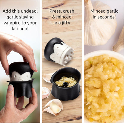 Rockula Garlic Press Rocker - Garlic Masher, Garlic Rocker, Rocking Garlic Press Stainless Steel - Garlic Smasher Spooky Gifts - Easy to Clean