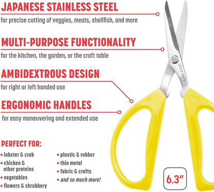 Original Unlimited Kitchen Scissors All Purpose Kitchen Shears With Comfortable Handles, Red