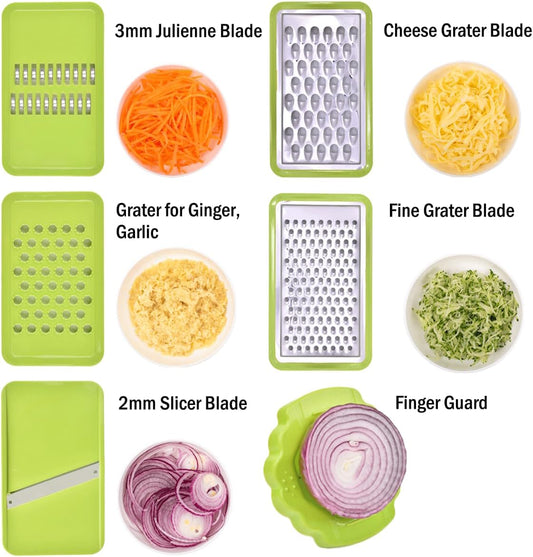 Cheese Grater with Container,5 In 1 Vegetable Slicer,Multi Purpose Graters for Kitchen, Easy to Clean Box Grater with Handle,Stainless Steel Cheese Shredder,Julienne Slicer