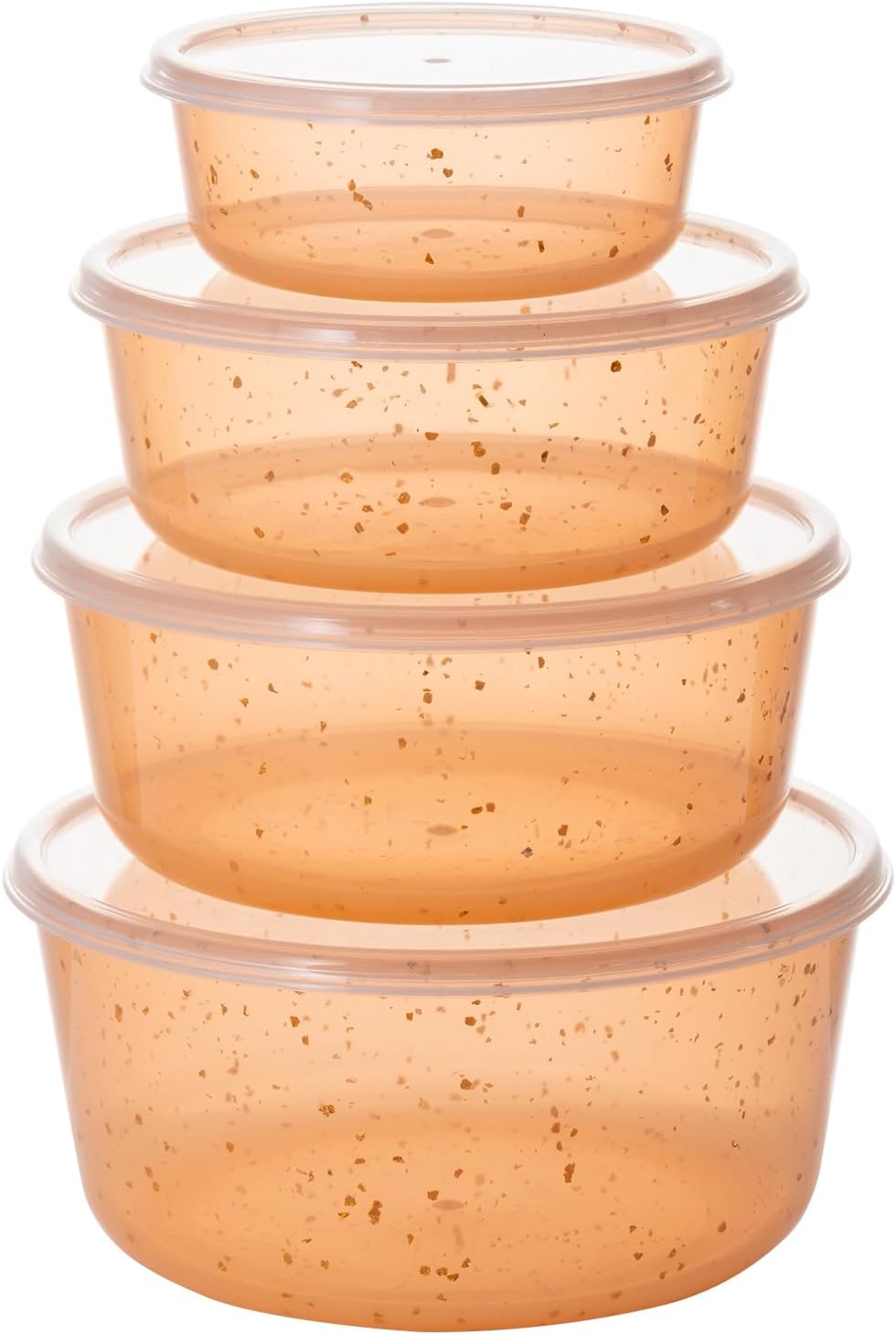 4Pcs Stackable Plastic Food Storage Containers Plastic Bowls with Lids Set for Kitchen, Safe BPA Free Non Toxic Serving Bowl Bowls (0.9, 2, 2.8 & 4.2 Cups) Orange