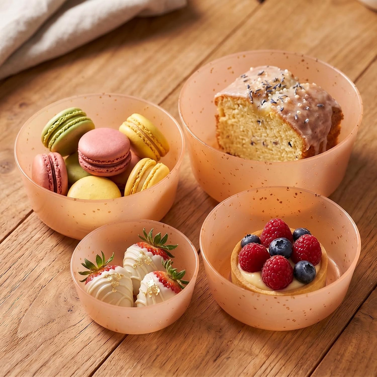 4Pcs Stackable Plastic Food Storage Containers Plastic Bowls with Lids Set for Kitchen, Safe BPA Free Non Toxic Serving Bowl Bowls (0.9, 2, 2.8 & 4.2 Cups) Orange