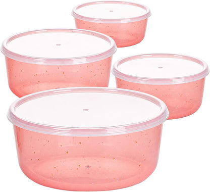 4Pcs Stackable Plastic Food Storage Containers Plastic Bowls with Lids Set for Kitchen, Safe BPA Free Non Toxic Serving Bowl Bowls (0.9, 2, 2.8 & 4.2 Cups) Orange