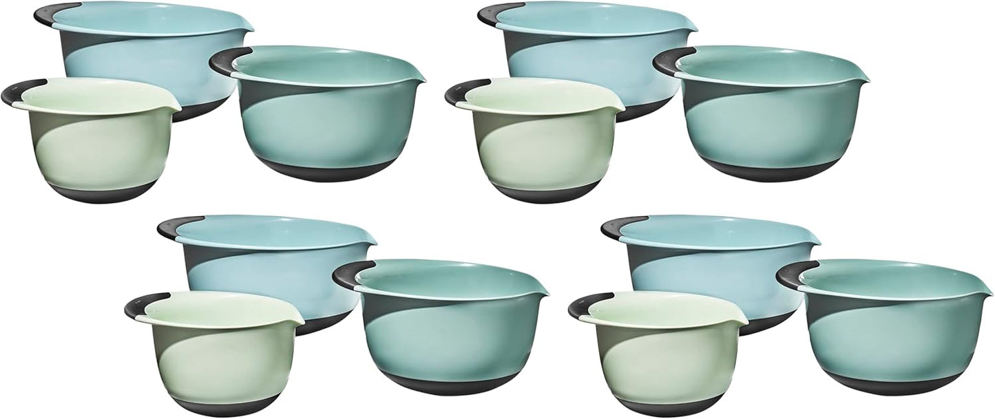 Good Grips 3-Piece Plastic Mixing Bowl Set - Cadet Blue, Tower Gray, Jade, Small, Medium, Large