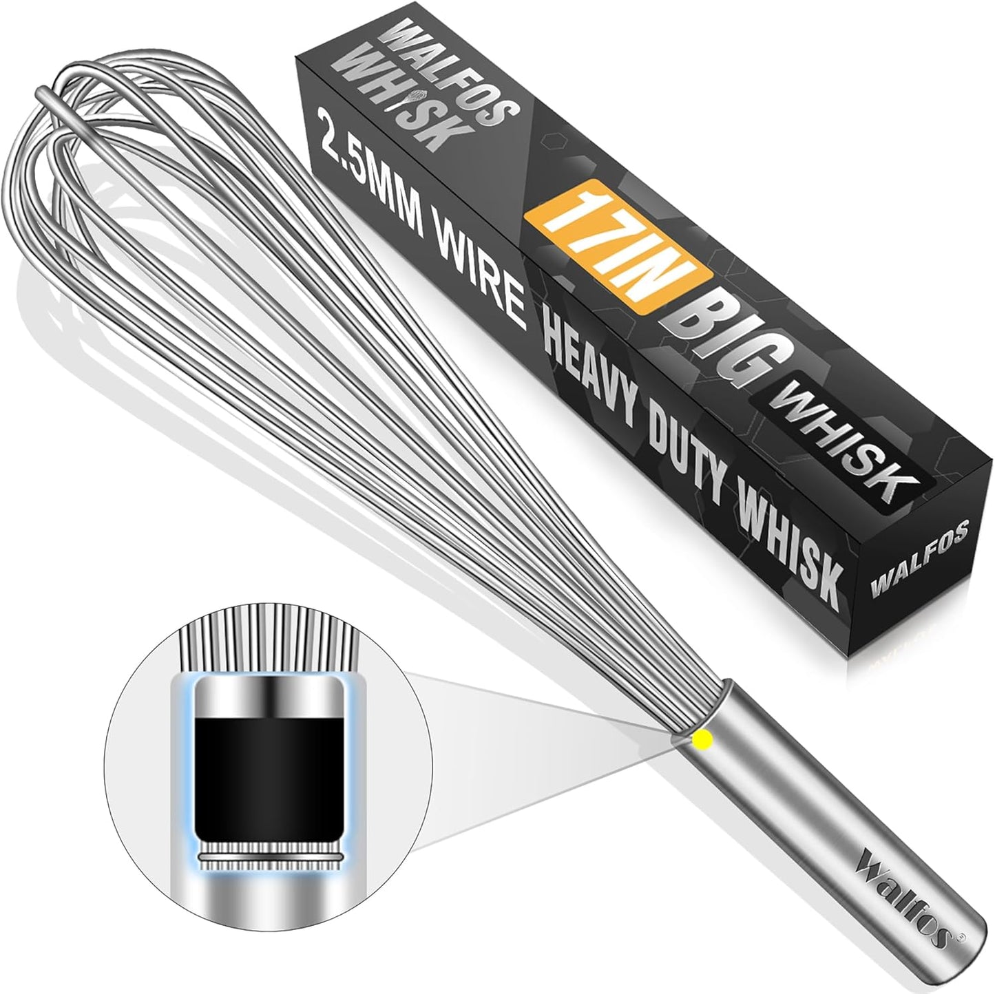 Whisk,304 Stainless Steel whisk,No-Rust 7+9+11inch Whisks for cooking Nice for Blending,Whisking,Beating.Heat resistant 600°F Dishwasher Safe. Heavy duty kitchen whisk.SILVER