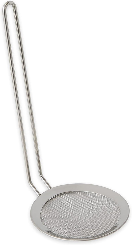 Endurance Kitchen Collection, Stainless Steel Double-Fine Mesh Oil & Fat Strainer/Skimmer Spoon with 8-1/4-Inch Handle, Frying Utensil, 4-Inch Diameter
