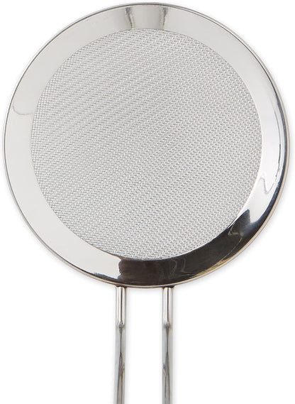 Endurance Kitchen Collection, Stainless Steel Double-Fine Mesh Oil & Fat Strainer/Skimmer Spoon with 8-1/4-Inch Handle, Frying Utensil, 4-Inch Diameter