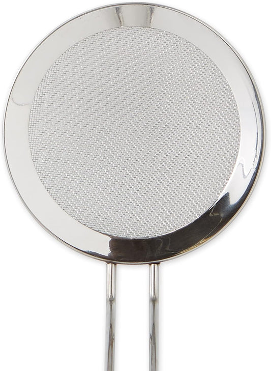 Endurance Kitchen Collection, Stainless Steel Double-Fine Mesh Oil & Fat Strainer/Skimmer Spoon with 8-1/4-Inch Handle, Frying Utensil, 4-Inch Diameter