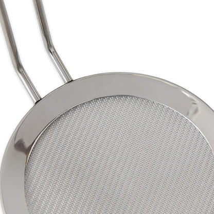 Endurance Kitchen Collection, Stainless Steel Double-Fine Mesh Oil & Fat Strainer/Skimmer Spoon with 8-1/4-Inch Handle, Frying Utensil, 4-Inch Diameter