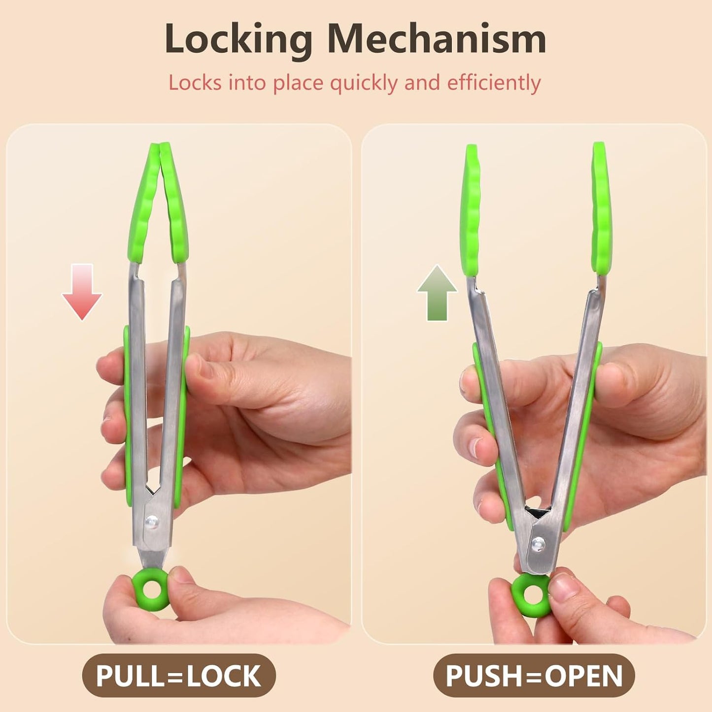 Kitchen Tongs with Silicone Tips - Set of 5, 7 9 Inch Premium Silicone Tipped Tongs for Cooking Heat Resistant, Serving Food, BBQ