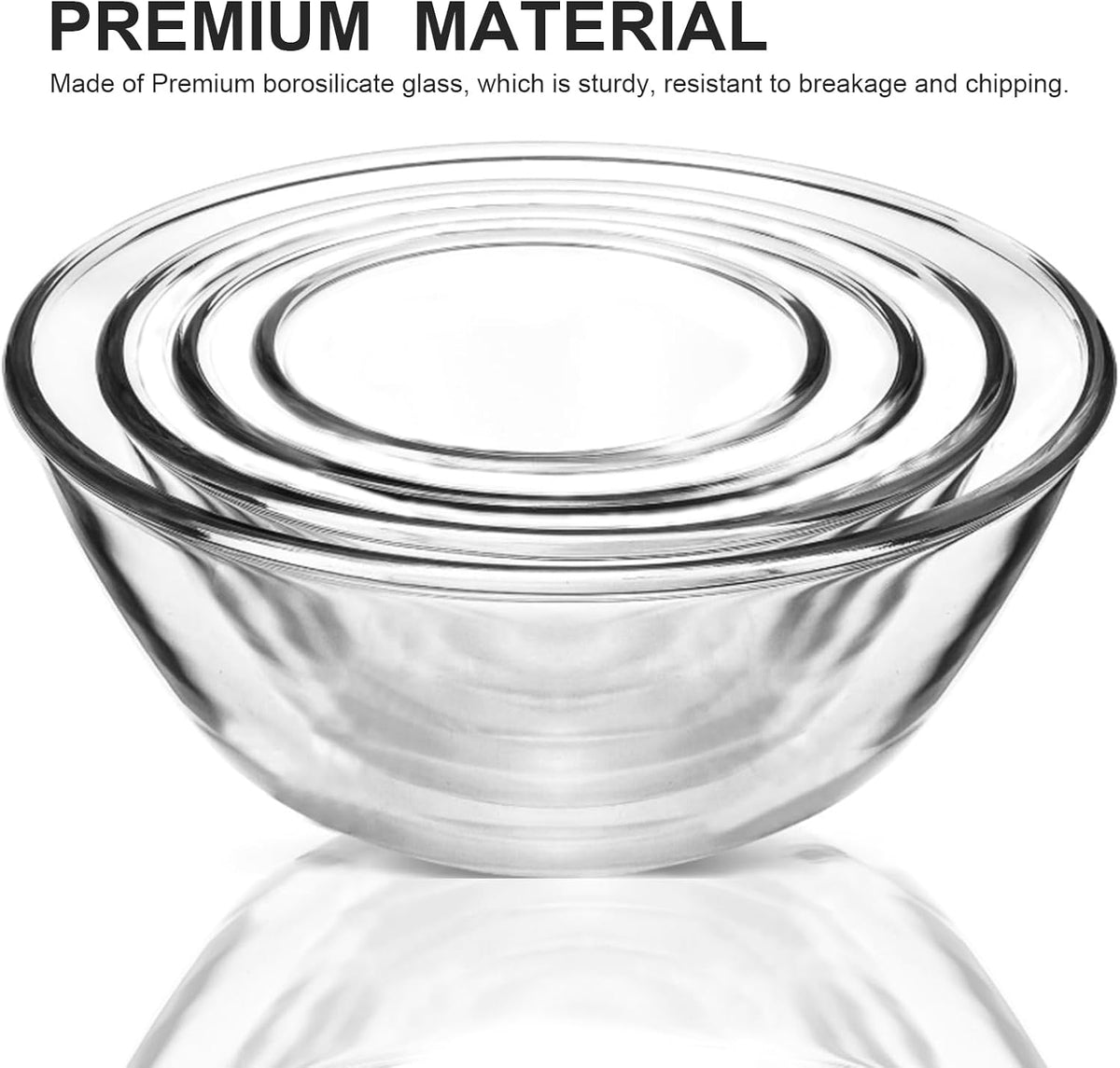4 Packs Glass Mixing Bowls with Lids Set, 0.8/1.7/2.9/4.8 Qt