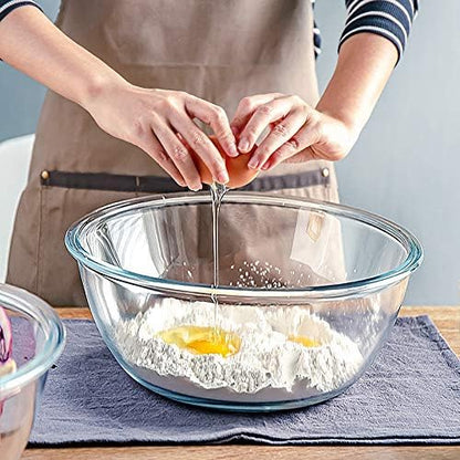 4 Packs Glass Mixing Bowls with Lids Set, 0.8/1.7/2.9/4.8 Qt