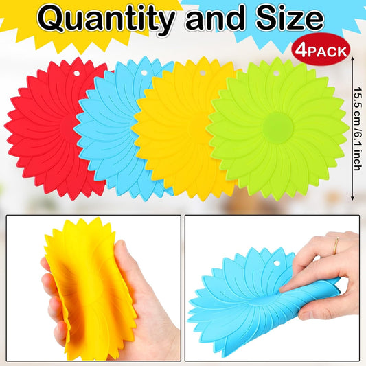 4 Pcs Large Rubber Jar Opener Pad Jar Opener 6.10 Inch Multi Function Non Slip Jar Opener Resistant Coasters for Weak Arthritis Hands Seniors Easy Opening(Bright Colors)