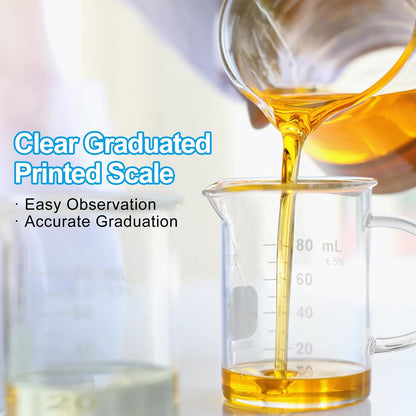 250ml Glass Measuring Cup, 3.3 Borosilicate Glass Graduated White Printed Scale Liquid Measure Cups Beaker with Wood Lid and V-Shaped Spout for Kitchen