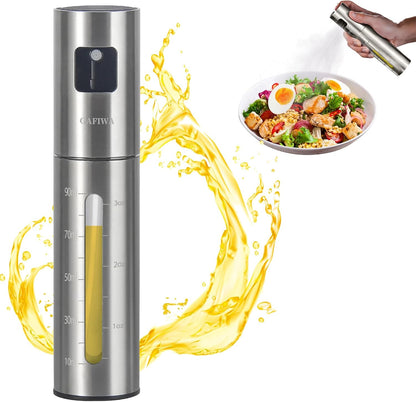 Advanced Olive Oil Sprayer for Cooking, Kitchen Avocado Oil Spray Bottles, Oil Mister Dispenser, 304 Stainless Steel Shell & Food-safe PP Plastic inner Bottle, 100ml, Leak-Proof and Portable.