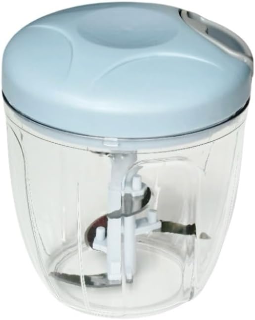 Manual Food Chopper 30oz Pull String Vegetable Cutter with 5 Blades | 900ml BPA-free manual food processor with 5 stainless steel blades for chopping vegetables, garlic, meat and baby food