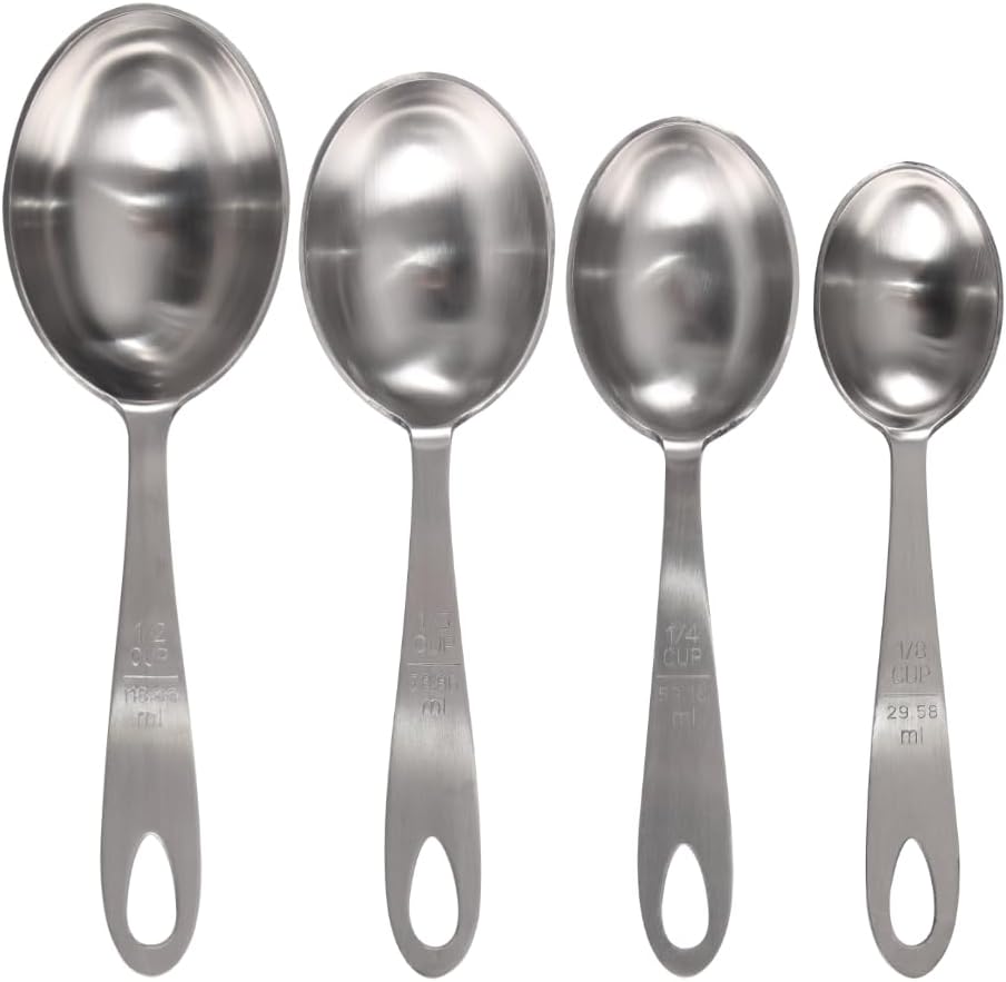 MPC4 4-Piece Stainless Steel Measuring Scoop Set,Silver, 9 inches long