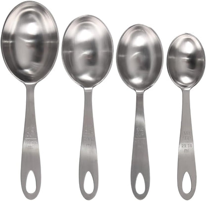 MPC4 4-Piece Stainless Steel Measuring Scoop Set,Silver, 9 inches long