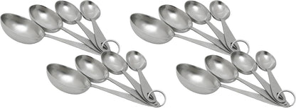 MPC4 4-Piece Stainless Steel Measuring Scoop Set,Silver, 9 inches long