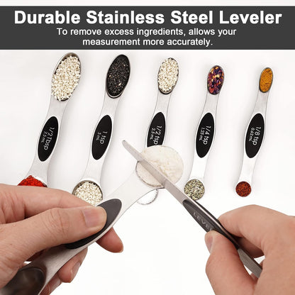 Black Magnetic Measuring Spoons Set