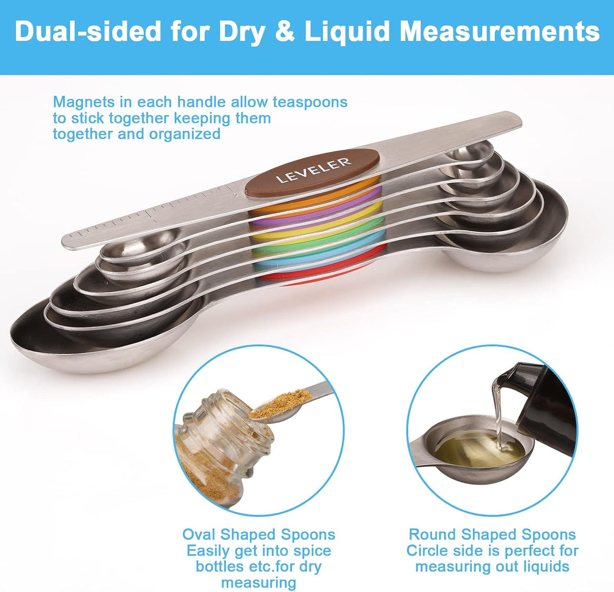 Black Magnetic Measuring Spoons Set