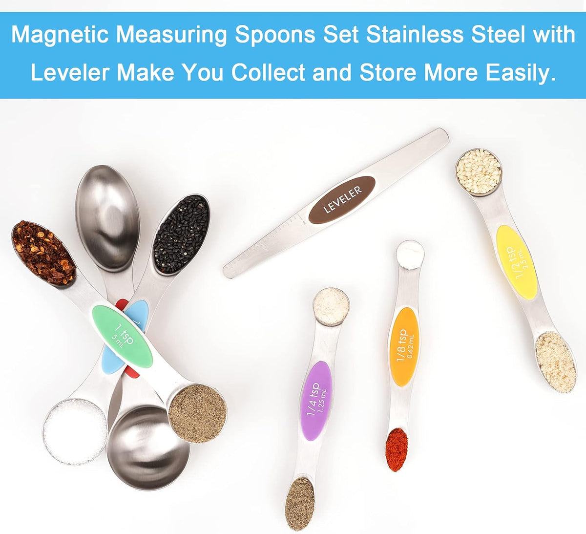 Black Magnetic Measuring Spoons Set