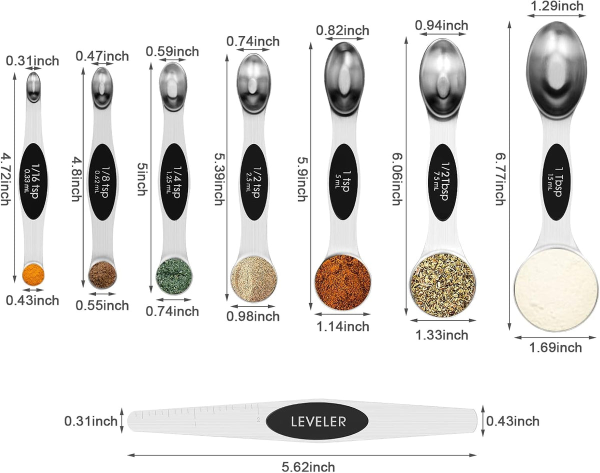 Black Magnetic Measuring Spoons Set