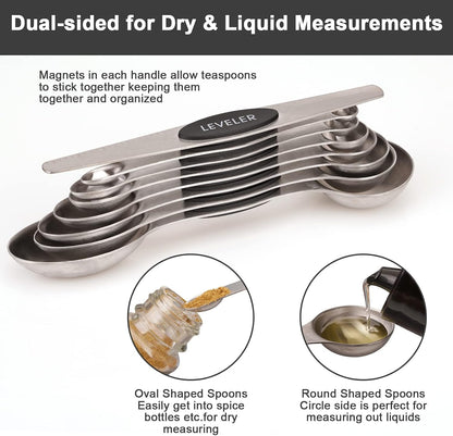 Black Magnetic Measuring Spoons Set
