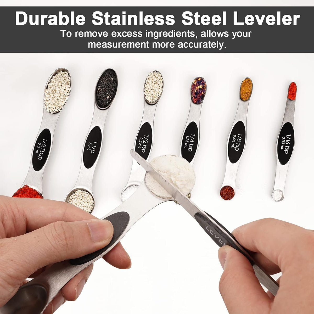 Black Magnetic Measuring Spoons Set