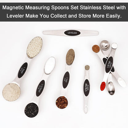 Black Magnetic Measuring Spoons Set