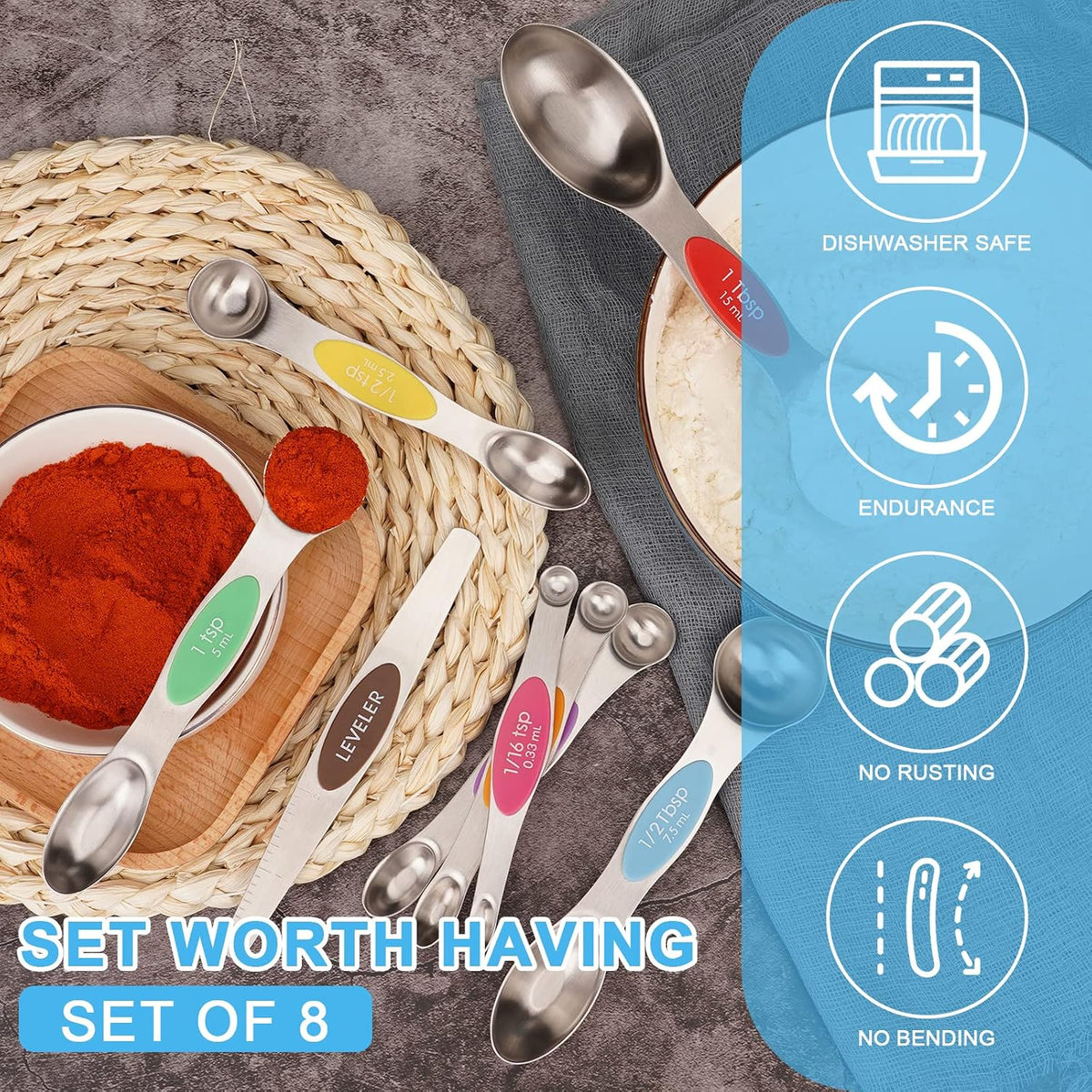 Black Magnetic Measuring Spoons Set