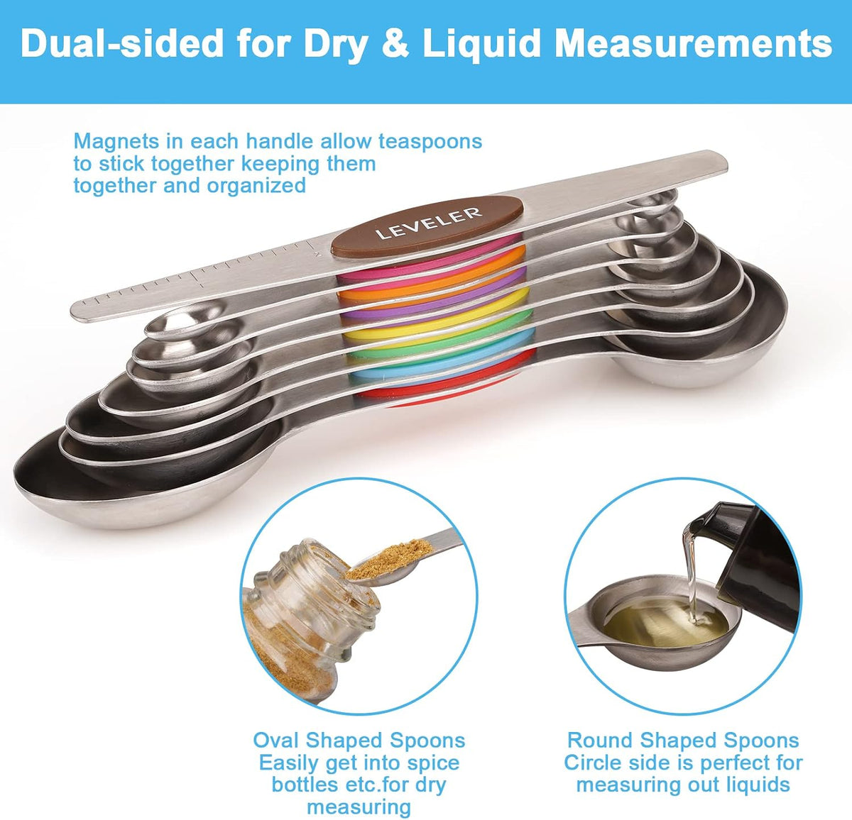 Black Magnetic Measuring Spoons Set