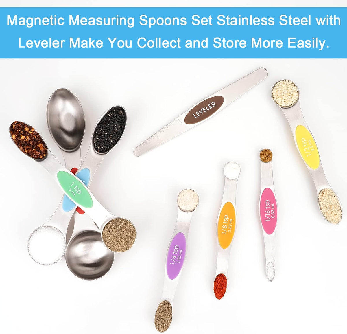 Black Magnetic Measuring Spoons Set