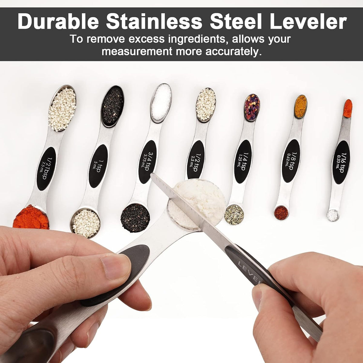 Black Magnetic Measuring Spoons Set