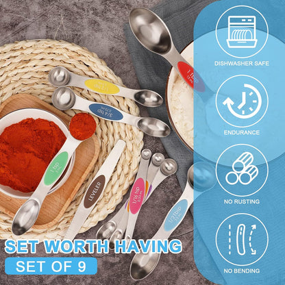 Black Magnetic Measuring Spoons Set