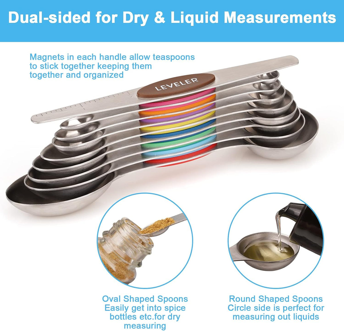 Black Magnetic Measuring Spoons Set