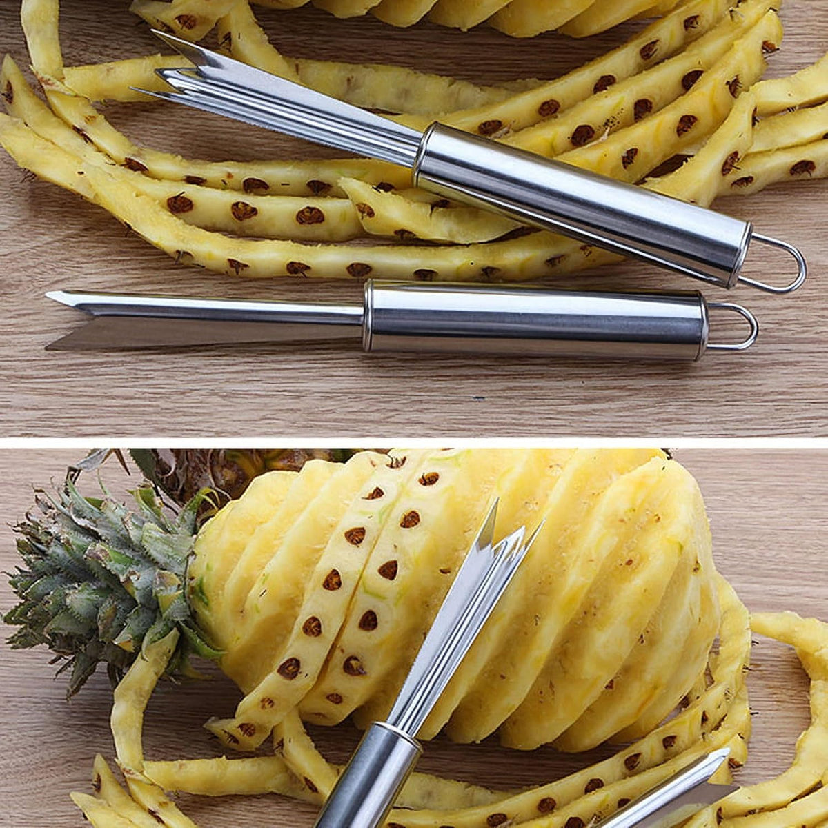 1Pc Silver Pineapple Eye Peeler Remover Tool,Multipurpose Pineapple Eye Clip,Pineapple Eye Cutter V Shape Stainless Steel Pineapple Eye Peeler Remover for Home Kitchen Fruit Tool Peelers Slicers