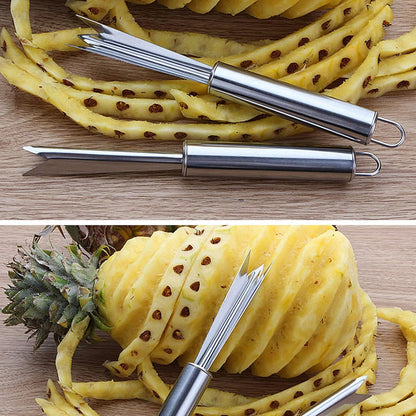 1Pc Silver Pineapple Eye Peeler Remover Tool,Multipurpose Pineapple Eye Clip,Pineapple Eye Cutter V Shape Stainless Steel Pineapple Eye Peeler Remover for Home Kitchen Fruit Tool Peelers Slicers